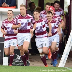Watsonians vs Boroughmuir 21.10.17 Andrew Chalmers leads the team out